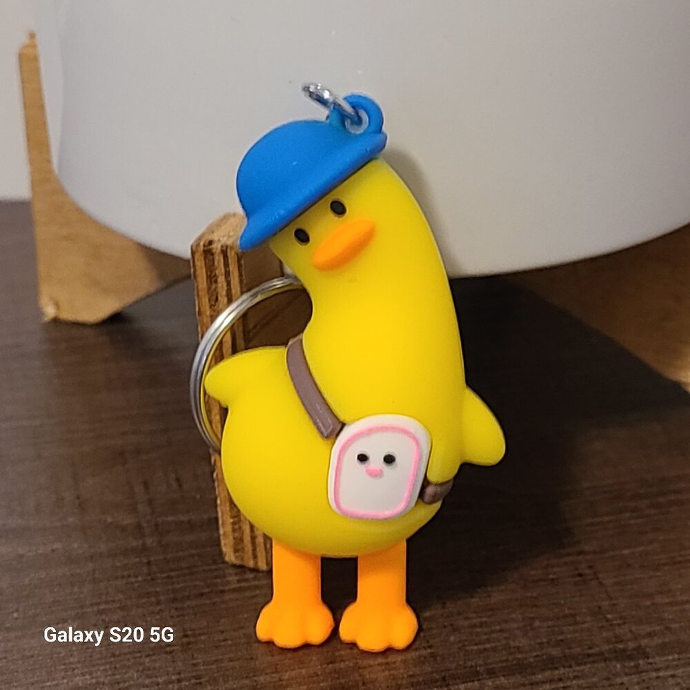 Unbranded Yellow Duck w/Blue Cap Keychain NEW Collectible Home Auto Gym Keys